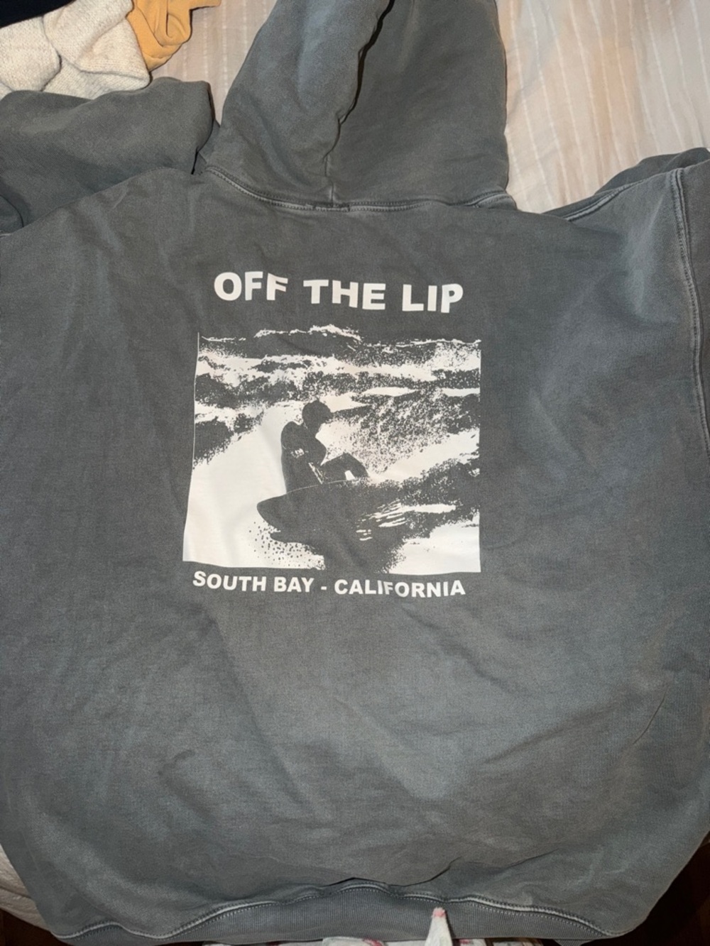 Brandy Melville Gray "Off The Lip" Surf Graphic Hoodie